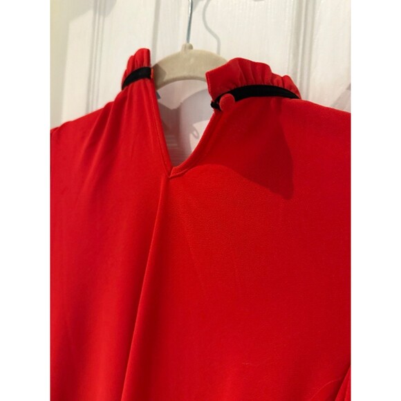 CECE Tie Neck Blouse — Red & Black Size XS - Picture 3 of 4